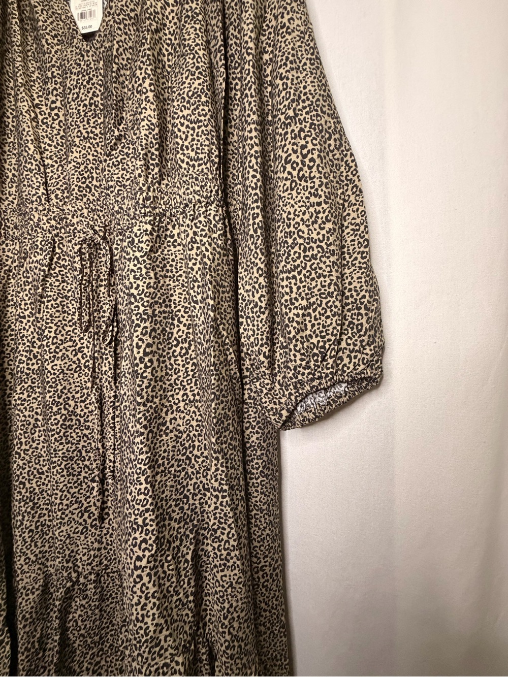 A New Day Women 3X Leopard Print Midi Dress Balloon Long Sleeve Tiered High Low - Picture 11 of 14